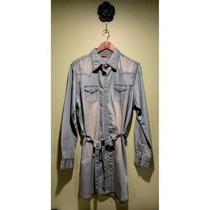 *Rescue Animal Approved*Wrangler Womens Denim Western Belted Shirt Dress XL